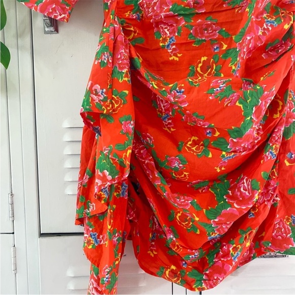 NWOT RHODE Pia Resort Red Floral Puff-Sleeve Ruched Mini Dress Size XS - Picture 15 of 16
